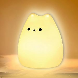 Color - Popy - Veilleuse Chat Portable Pour Bébé, 7 Led Multicolores, Lampe Tactile En Silicone, Cadeau D'anniversaire Pour Enfants - Neuf