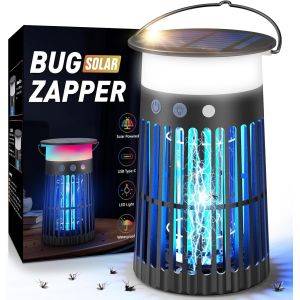 Lampe Anti Moustique Exterieur, Solaire Anti Moustique Electrique 4000mah Avec Led, 4200v Pi&egrave;ges Anti Mouche Rechargeable Pour Exterieur Interieur, Jardin, Cuisine, Chambre - Neuf