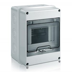 JEXNOVASHOP-Coffret Electrique Etanche Exterieur, IP65 Boîtier de Distribution en Saillie 5 Modules avec Terminaux, ABS de Surface en Plastique pour une Utilisation à l'extérieur (5 MODULE) - Neuf