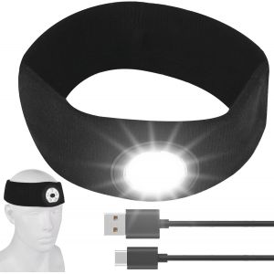 Sport Bandeau Avec Led Lampe Frontale: Lumi&egrave;re Rechargeable Par Usb Chapeau De Course, 9 Perles De Lampe Led, Elastique Antid&eacute;rapant Bandeau Cheveux Sueur Absorbant Pour Running - Neuf