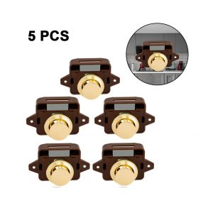 Kit de verrouillage sans cl&eacute; &agrave; bouton-poussoir pour portes de placard et d'armoire - 5 pi&egrave;ces - Neuf