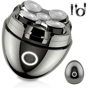 Checarzhn--No1-Rasoirs De Tête Pour Homme, Rasoir De Tête Amovible 5d, Rasoir De Tête Imperméable, Utilisation Humide/Sèche, 2,5 Heures D'autonomie Avec Câble De Charge De Type C, Efficace Et Flexibl - Neuf