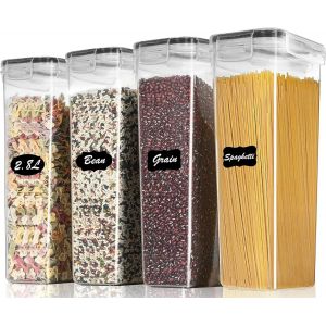 Lot De 4 Boîtes De Conservation Avec Couvercle,Boîte De Rangement Hermétique En Plastique,Boîte À Céréales - Neuf