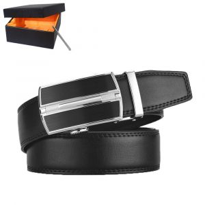 Hommes Ceinture, Argent Boucle De Ceinture En Cuir Pour Homme, Réglable Automatique De Ceinture De Boucle De 3,5 Cm*125cm (Boîte Incluse), Entreprise De Ceinture En Cuir - Neuf