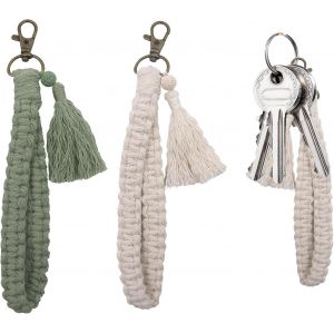 Kal-Lot De 2 Porte-Clés En Macramé - Style Bohème - Orange - Cordon En Macramé - Porte-Clés Violet - Pour Carte De Travail, Clé De Porte - Neuf