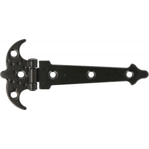 Charni&egrave;re Renforc&eacute;e Deux Palmes Noir Acier Poin&ccedil;onn&eacute; Style: Rustique Forge pour Portes Battantes Lisses Entr&eacute;e et Passage Ext&eacute;rieurs et Int&eacute;rieurs, et Armoires Dimensions: 120 mm - Neuf