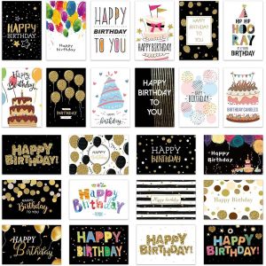 MEVRONISSHOP-Lot de Cartes d'anniversaire, 24 Pi&egrave;ces Carte avec Enveloppe, Carte de V?ux Anniversaire, Cartes de Joyeux Anniversaire pour Hommes, Femmes, Enfants (Mod&egrave;le A) - Neuf