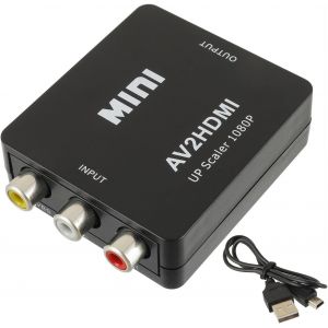 Adaptateur Rca Vers Hdmi Convertisseur Av En Hdmi,1080p Supporte Pal/Ntsc Rca Composite Cvbs Convertisseur Audio Vidéo Avec Usb Câble Pour Pc/Xbox/Tv/Stb/Vhs/Dvd/Wii(Noir) - Neuf