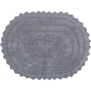 KAL-Crochet Collection Tapis De Bain Réversible, Petit Ovale, 43,2 X 61 Cm, Gris - Neuf