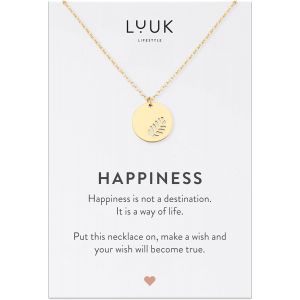 Colliers Filigranes En Acier Inoxydable Avec Diff&eacute;rents Pendentifs Et Carte Happiness, Porte-Bonheur, Cadeau, Bijoux Pour Femme, Argent, Or, Rose - Neuf