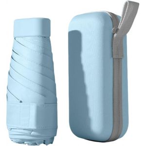 Mini Parapluie Avec &Eacute;tui, Parapluie Pliant Avec 6 Baleines, Mini Parapluie De Poche Umbrella Resistant Vent, Anti Uv Petit Parapluie De Voyage Pour Femme Homme Enfants - Neuf