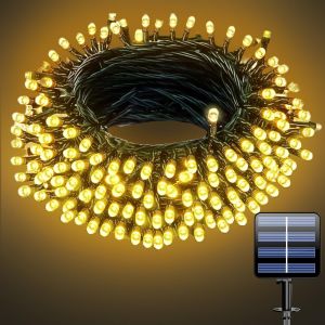 KAL-Guirlande Lumineuse Solaire Pour L'Extérieur, 10M 100 Leds, 8 Modes De Lumière Étanche, Lumière Solaire Pour Le Patio, Le Jardin, L'Arbre, La Maison, La Décoration D'Arbre - Neuf