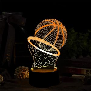 Veilleuse Basketball, Lampe Basketball 3d, Veilleuse Enfant 3d Lampe, Veilleuse À Vision Variable 16 Couleurs Avec Télécommande, Cadeau Surprise Pour Les Enfants - Neuf