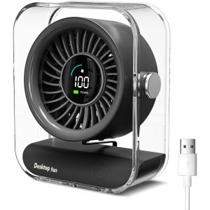 KALANKA-Ventilateur de Bureau USB,Mini Portable Petit Ventilateur de Table à 100 Vitesses,Rechargeable Batterie Pliable Ventilateur Silencieux Réglable à 60° pour Dormir, Bureau, Maison (01) - Neuf