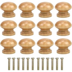 Yujtg-12pcs Vintage Tiroir De Porte Poignée En Bois, 28mm Bouton De Meubles, Rond Boutons De Tiroir, Boutons De Porte, Poignées De Meuble Pour Placard Armoire Cuisine, Chambre D'enfant - Neuf