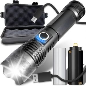 Cfry-Lampe Torche Led Rechargeable Lampe De Poche Led Ultra Puissante Lampe Tactique En Aluminium Ipx5 Étanche 5 Modes D'éclairage & Zoomable Pour Enfant Camping Randonnée Urgence Bricolage - Neuf