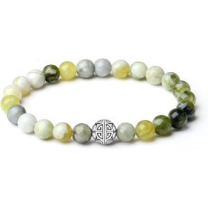 Naturelles 8mm Pierres Bracelet Pr&eacute;cieuses Deavec Cristal Bangle En Perles Avec Pendentif En Argent Sterling 925 Pendentif Double Bonheur - Neuf