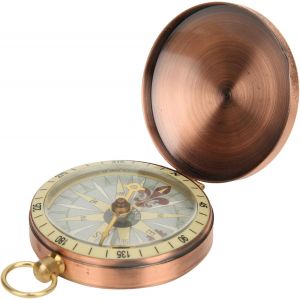 Eryi-Boussole Montre De Poche, Couvercle Rabattable En Cuivre Rétro En Métal, Compas Pour Le Camping, La Randonnée, Le Bateau, Les Enfants, Classique, Précis, Étanche, Extérieur, Automobile - Neuf