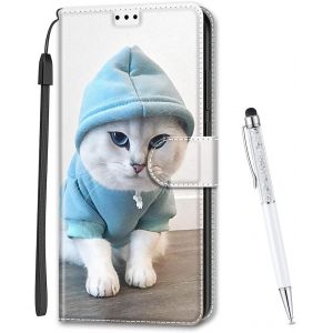 Kal-Coque Compatible Avec Huawei P8 Lite 2017, Imprimé Coloré Motif Portefeuille Housse En Cuir Synthétique Avec Support Et Cartes Compartiments Pour Huawei P8 Lite 2017 (Chat C) - Neuf