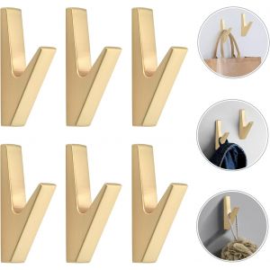 6 Pièces Gold Crochets Muraux Patère Équipé de Vis de Montage Crochets Porte Serviette Salle de Bain Accroche Torchon Cuisine - Neuf
