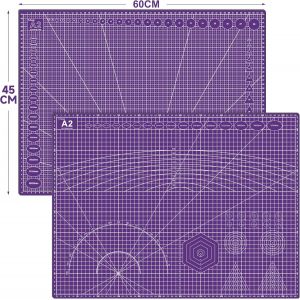 Tapis De D&eacute;coupe Auto-Cicatrisants A2 Avec Un Cutter Rotatif De 45 Mm,Tapis De D&eacute;coupe Pour La Couture L'artisanat Le Patchwork,60x45 Cm, Imprim&eacute; Des Deux C&ocirc;t&eacute;s, Violet. - Neuf