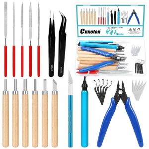 MEVRONISSHOP-Lot de 27 outils de pr&eacute;cision pour imprimante 3D inclus : outils d'&eacute;bavurage, kit de sculpture sur bois, limes &agrave; aiguilles, coupe-c&acirc;ble m&eacute;tallique, pince &agrave; &eacute;piler, al&eacute;soir pour bois, pla - Neuf