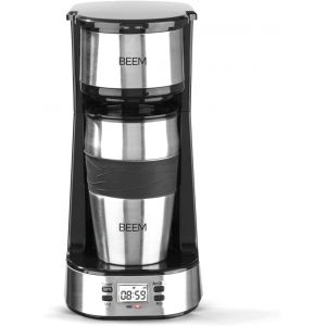 Thermo 2 Go Cafetière Filtre Pour 1 Tasse - Thermo | Comprend Une Tasse À Emporter De 0,4 L Et Un Filtre Permanent | Minuterie 24H, 750 Watt [Acier Inoxydable] - Neuf