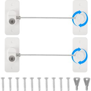 2 Pcs Securite Fenetre Enfant,Serrures De S&eacute;curit&eacute; Pour Upvc Fen&ecirc;tre Avec Cl&eacute;s,Verrous De S&eacute;curit&eacute; Pour Enfants Pour Frigo R&eacute;frig&eacute;rateur Frigo Placard Armoire Tiroir - Neuf