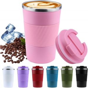 ERYI-380 Ml Rose Mug Isotherme Cafe Tasse A Cafe Café Gobelet Isotherme Avec Paille Gobelet Cafe Isotherme Tasse À Café Mug Isotherme Cafe Gobelet Cafe Canette Isotherme - Neuf