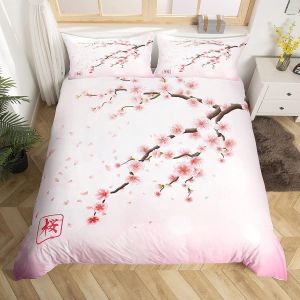 Housse De Couette X Fleur De Cerisier Rose Du Japon, Parure De Lit Pi&iquest;&iquest;Ces Avec Hypoallerg&iquest;&iquest;Nique Housse De Couette Et Taies D'oreiller X Cm Pour Ado - Neuf