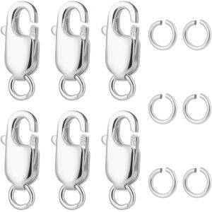 Ershi-1 Boîte De 6 Fermoirs Mousquetons En Argent Sterling Pour Bracelet Et Collier Avec Anneaux Ouverts De 5 Mm Pour La Fabricati[1 - Neuf