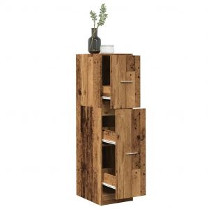 Armoire D'apothicaire Vieux Bois 30x41x118 Cm Bois D'ingénierie - Neuf