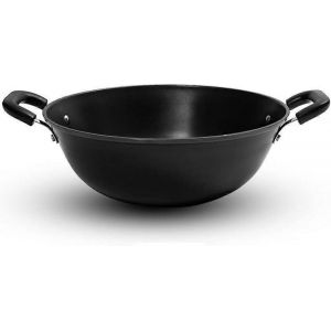 Chinois Traditionnel &Agrave; La Main Martel&eacute; Wok En Fonte Non-B&acirc;ton Double Poign&eacute;e 30cm/34cm Lourds Stir-Fry Pan - Neuf