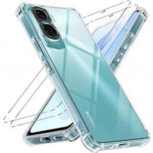 Kal-Coque Pour Honor 90 Lite 5g Avec 2 Pièces Verre Trempé, Transparente Mince Souple Tpu Silicone Étui, Antichoc Anti-Rayures Bumper Housse Protection Case Pour Honor 90 Lite 6.7 - Neuf