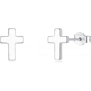 Boucles D'oreilles En Argent 925-Boucles D'oreilles En Argent Sterling 925-Croix/Cercle/Triangle-Hypoallergéniques-Plates-Unisexe-Dormir-Cartilage-Boucles.[X2775] - Neuf