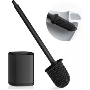 Brosse De Toilette Silicone,Brosse De Toilette Silicone Et Support,Tête De Brosse Wc Flexible Tpr,Anti-Goutte Brosse Wc,Brosse De Toilette Murale Et Au Sol,Wc Ensemble Brosse De Toilette - Neuf
