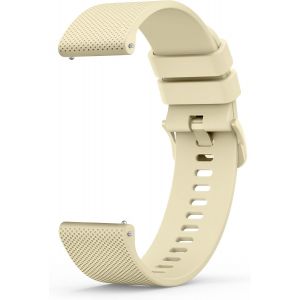 22mm Bracelet De Montre En Silicone, Souple Bracelet De Replacement En D&eacute;gagement Rapide Avec Boucle En M&ecirc;me Couleur Homme Femme 22mm, Beige - Neuf