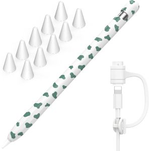 KALANKA-Imprimé Vache Silicone Housse de Protection pour Apple Pencil 1ère Génération Accessoires avec Couvercle de Pointe Apple et Cordon d'adaptation de Câble - Neuf