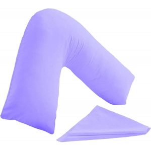 Kalanka-Taie D'oreiller En Forme De V Unie En Polycoton Pour Soutien Du Dos Et Du Cou - Housse De Coussin Orthopédique/De Grossesse/D'allaitement (Lilas) - Neuf