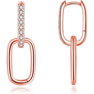 Kal-Boucles D'oreilles Créoles En Argent 925 Avec Pendentif Pour Femme - En Argent Sterling 925 - Ovales - Doubles - Hypoallergéniques - Pour Dormir - Boucles D'oreilles Géométriques - Boucles - Neuf