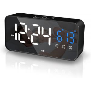 R&eacute;veil Num&eacute;rique LED avec Temp&eacute;rature et Date,Grand Reveil Matin 25 Musique,3 Alarmes,Luminosit&eacute; R&eacute;glable,Snooze,2 Port USB,Jour de la Semaine,Horloge Num&eacute;rique Chevet Chambre,Noir - Neuf