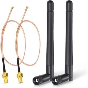 Antenne WiFi Bi-Bande 2.4GHz 5GHz 5.8GHz 3dBi RP-SMA M&acirc;le, C&acirc;ble 30cm de Prise Micro Coaxiale 0.3mm pour ESP32-CAM Intel PCIE Carte R&eacute;seau Routeur WiFi Cam&eacute;ra IP S&eacute;curit&eacute; Adaptateur USB - Neuf