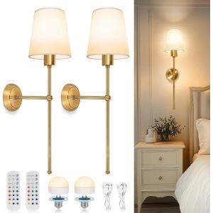 Ulteronixshop-Applique Murale Int&eacute;rieure Led, Luminaires Int&eacute;rieur De Chevet Chambre, Rechargeables Appliques Dimmable Avec 3 Temp&eacute;ratures De Couleur 12 Rvb Et T&eacute;l&eacute;commande Pour Chambre, Salon, Coulo - Neuf