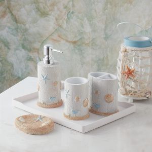 KAL-Ensemble De 4 Pièces Décoratives Contemporaines Pour Baignoire, Douche, Baignoire, Résine, Étoile De L'Océan - Neuf