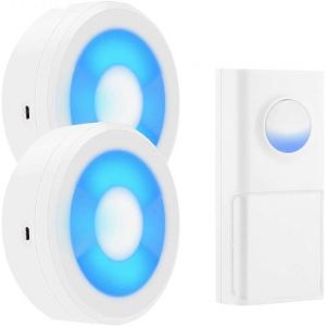 Sonnette sans fil,sonnette étanche IP55 alimentée par USB avec veilleuse,volume à 5 niveaux - Neuf