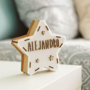Vintiun Small Personal D Star Shaped Baby And Child Night Light ¿ Personal D Baby Birth Gift ¿ Personal D Led Baptism Gift For Girls And Boys, Baby Room Decoration - Neuf