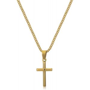Kal-Collier Homme, Collier Avec Pendentif Croix Pour Homme, Collier Croix En Acier Inoxydable Noir Argenté Pour Homme Femme, Cadeau Croix Pour Homme - Neuf