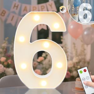 Chiffres Lumineux Pour 6e Anniversaire Pour Filles, Chiffres Lumineux &Agrave; Del Pour Toile De Fond De F&ecirc;te, Anniversaire De Mariage, D&eacute;coration De Table Murale &Agrave; Distance U2013 Blanc Froid Et Blanc - Neuf