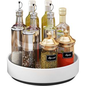 Chenquansarl-Plateau Tournant Epices, 26cm Plateau Tournant Placard Cuisine Frigo, Tournant Porte-Épices Étagère Rangement Cuisine De Acier Carbone, Epices Organisateurs De Cuisine Pour Salle De Bain - Neuf