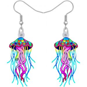 Kal-Boucles D'oreilles Méduses Mignonnes En Acrylique Hawaï Été Plage Mer Animaux Balancer Nouveauté Bijoux Pour Femmes Mer Amoureux Cadeaux - Neuf